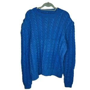 One of a Kind Homemade Fisherman Sz L Cable knit Sweater Heavy Sweater Oversized